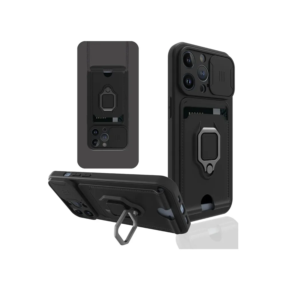 Newface Iphone 13 Pro Kılıf Zuma Kartvizitli Yüzüklü Silikon - Siyah