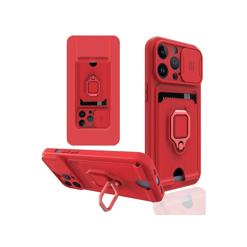 Newface Iphone 13 Pro Max Kılıf Zuma Kartvizitli Yüzüklü Silikon - Kırmızı