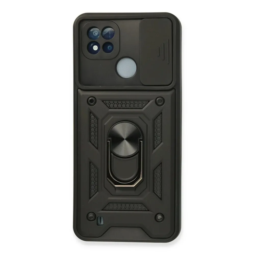 Newface Realme C11 2021 Kılıf Pars Lens Yüzüklü Silikon - Siyah