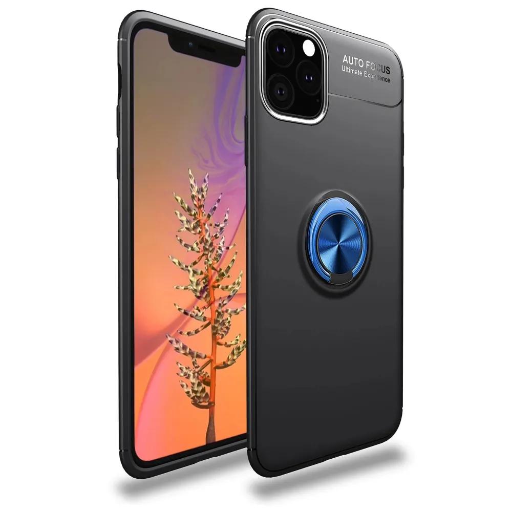 Newface Iphone 11 Pro Max Kılıf Range Yüzüklü Silikon - Siyah-Mavi