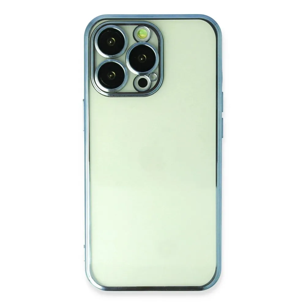 Newface Iphone 13 Pro Max Kılıf Razer Lensli Silikon - Açık Mavi