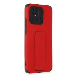 Newface Xiaomi Redmi 10C Kılıf Mega Standlı Silikon - Kırmızı