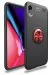 Newface iPhone XR Kılıf Range Yüzüklü Silikon - Siyah-Kırmızı