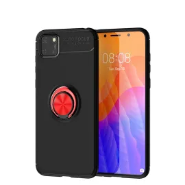 Newface Huawei Y5P Kılıf Range Yüzüklü Silikon - Siyah-Kırmızı