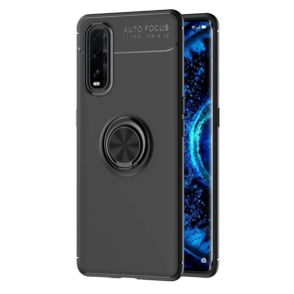 Newface Oppo Find X2 Kılıf Range Yüzüklü Silikon - Siyah