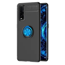 Newface Oppo Find X2 Kılıf Range Yüzüklü Silikon - Siyah-Mavi