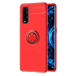 Newface Oppo Find X2 Kılıf Range Yüzüklü Silikon - Kırmızı