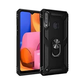 Newface Samsung Galaxy A20S Kılıf Sofya Yüzüklü Silikon Kapak - Siyah
