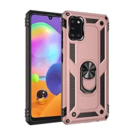 Newface Samsung Galaxy A31 Kılıf Sofya Yüzüklü Silikon Kapak - Rose