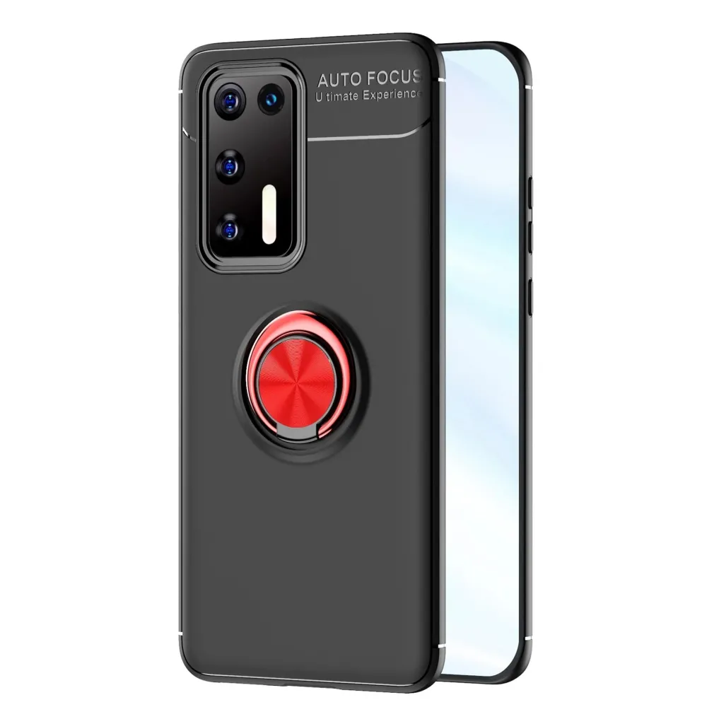 Newface Huawei P40 Kılıf Range Yüzüklü Silikon - Siyah-Kırmızı