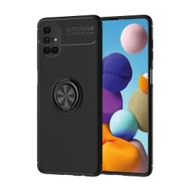 Newface Samsung Galaxy M51 Kılıf Range Yüzüklü Silikon - Siyah