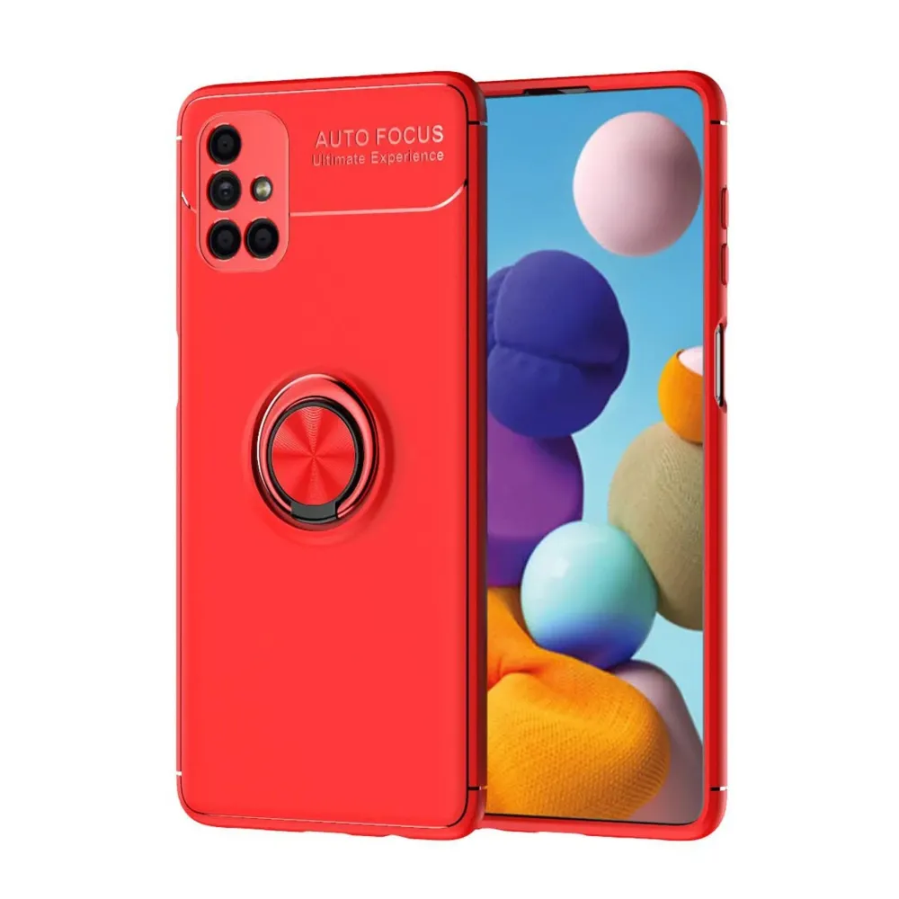 Newface Samsung Galaxy M51 Kılıf Range Yüzüklü Silikon - Kırmızı