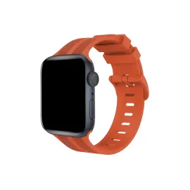 Newface Apple Watch 42mm KR408 Çizgili Silikon Kordon - Turuncu
