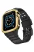 Newface Apple Watch 42mm KR401 Silikon Kordon - Siyah-Gold