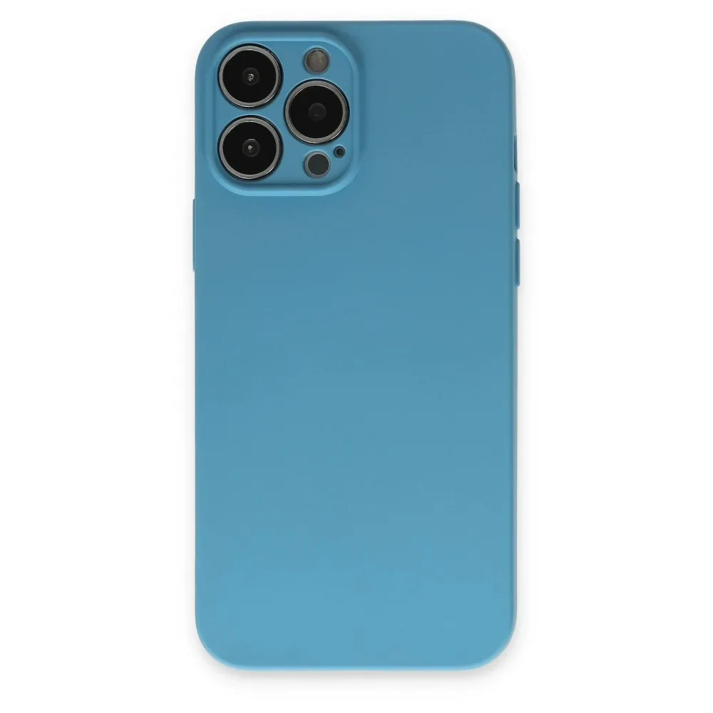 Newface iPhone 13 Pro Max Kılıf Nano içi Kadife Silikon - Mavi