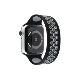 Newface Apple Watch 42Mm Ayarlı Delikli Silikon Kordon - Siyah-Gri