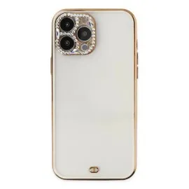 Newface Iphone 13 Pro Kılıf Liva Taşlı Silikon - Beyaz