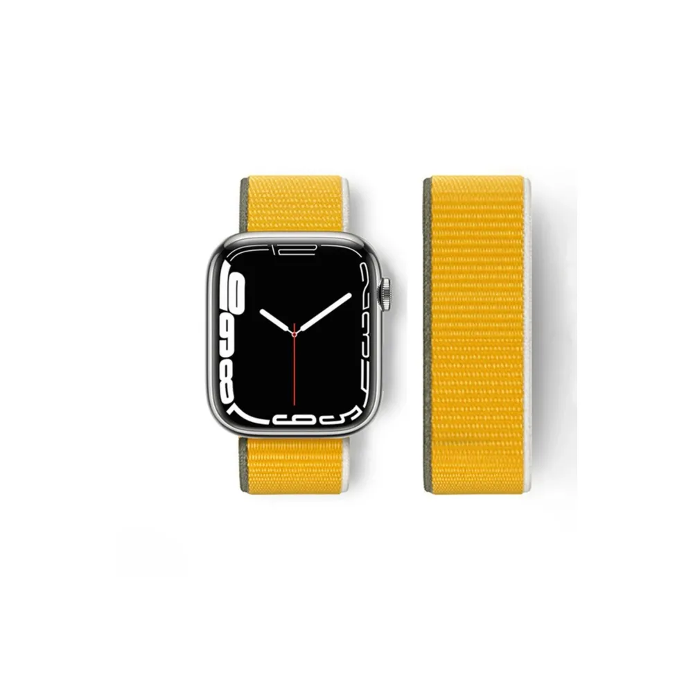 Newface Apple Watch 42Mm Hasırlı Cırtcırtlı Kordon - Sarı