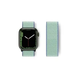 Newface Apple Watch 42mm Hasırlı Cırtcırtlı Kordon - Mavi-Turkuaz