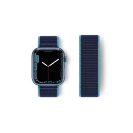 Newface Apple Watch 38Mm Hasırlı Cırtcırtlı Kordon - Mavi-Lacivert