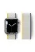 Newface Apple Watch 38Mm Hasırlı Cırtcırtlı Kordon - Sarı-Beyaz