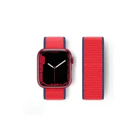 Newface Apple Watch 38Mm Hasırlı Cırtcırtlı Kordon - Lacivert-Kırmızı