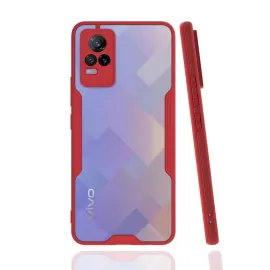 Newface Vivo V21E Kılıf Platin Silikon - Kırmızı