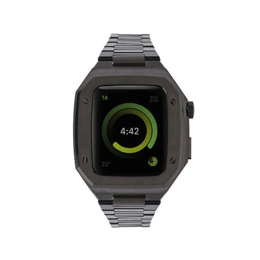 Newface Apple Watch 44mm Metal Petek Kasalı Kordon - Siyah