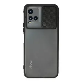 Newface Vivo Y33S Kılıf Palm Buzlu Kamera Sürgülü Silikon - Siyah