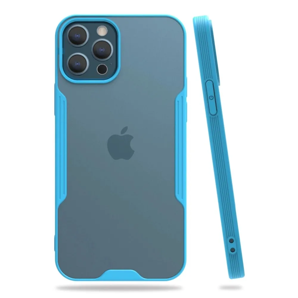 Newface Iphone 12 Pro Max Kılıf Platin Silikon - Mavi