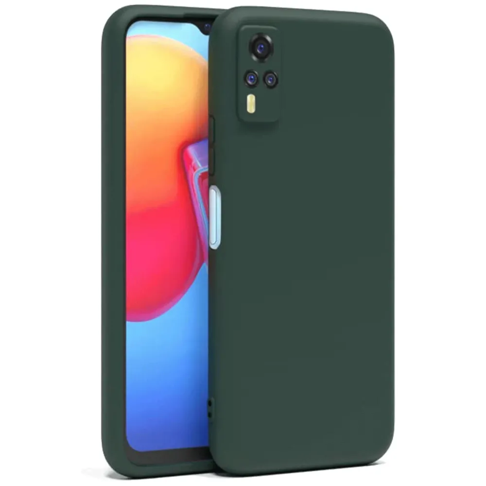 Newface Vivo Y53S Kılıf Nano Içi Kadife Silikon - Koyu Yeşil