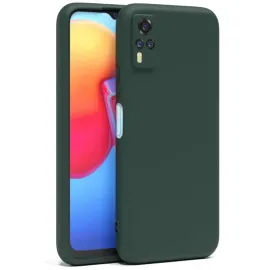 Newface Vivo Y53S Kılıf Nano Içi Kadife Silikon - Koyu Yeşil