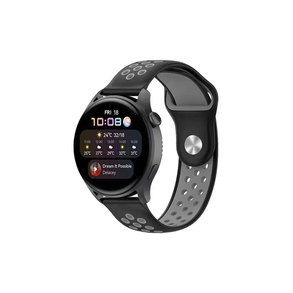 Newface Watch 20Mm Spor Delikli Kordon - Siyah-Gri