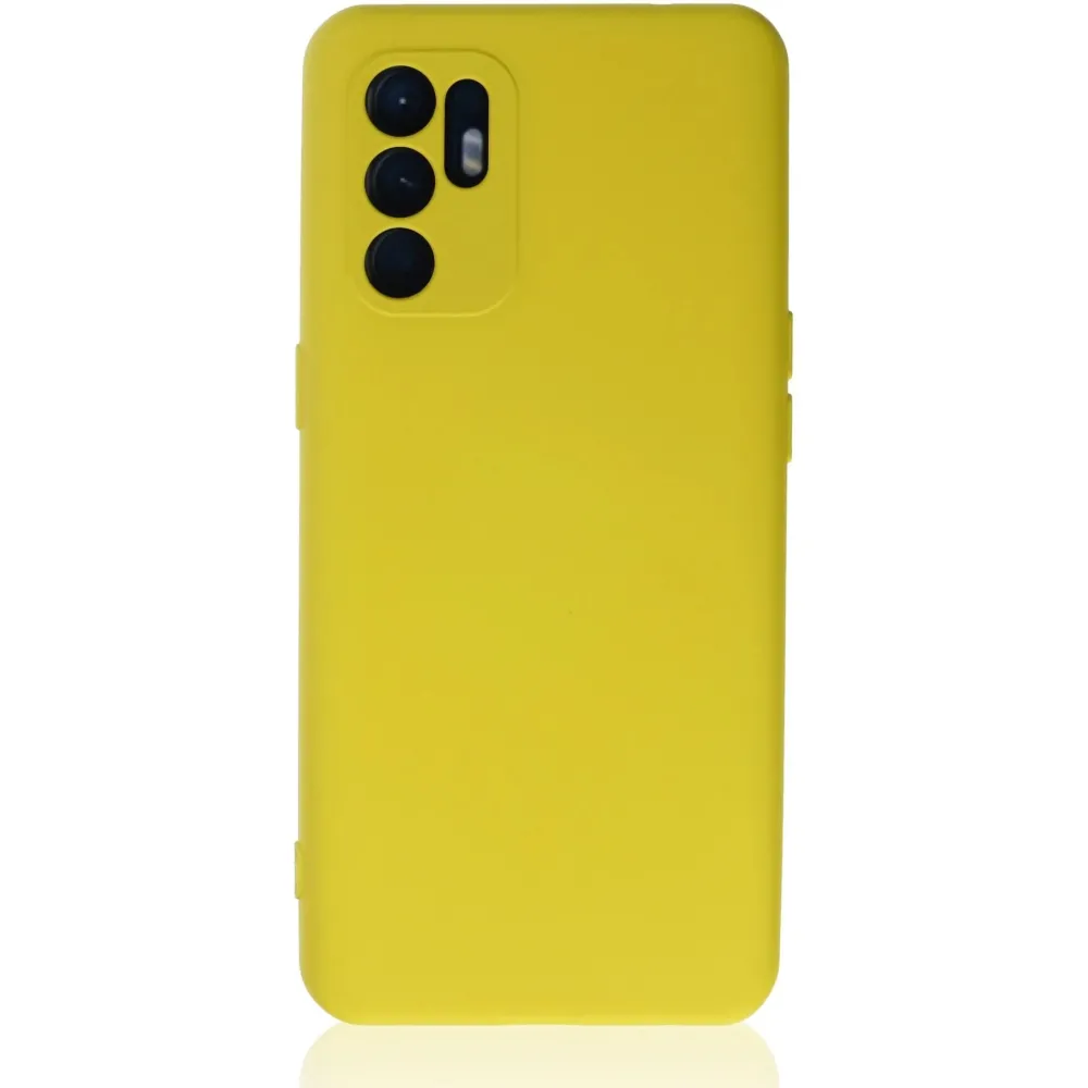 Newface Oppo Reno 6 Kılıf Nano Içi Kadife Silikon - Sarı1
