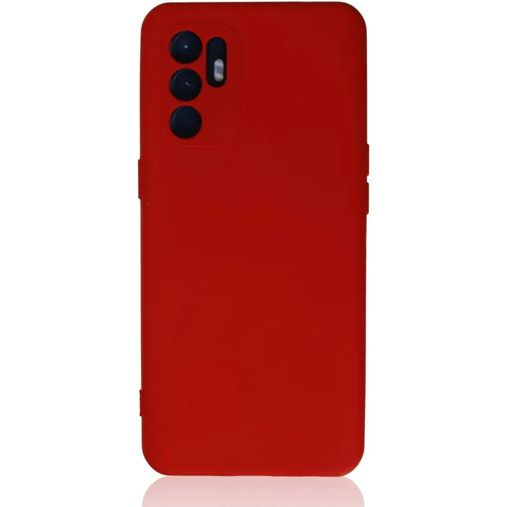 Newface Oppo Reno 6 Kılıf Nano Içi Kadife Silikon - Kırmızı