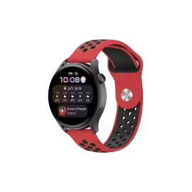 Newface Watch 22mm Spor Delikli Kordon - Kırmızı-Siyah