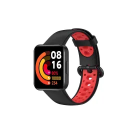 Newface Xiaomi Redmi Watch 2 Spor Delikli Kordon - Siyah-Kırmızı