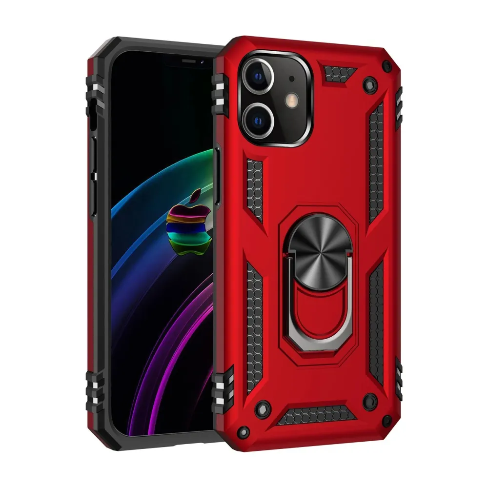 Newface Iphone 12 Mini Kılıf Sofya Yüzüklü Silikon Kapak - Kırmızı