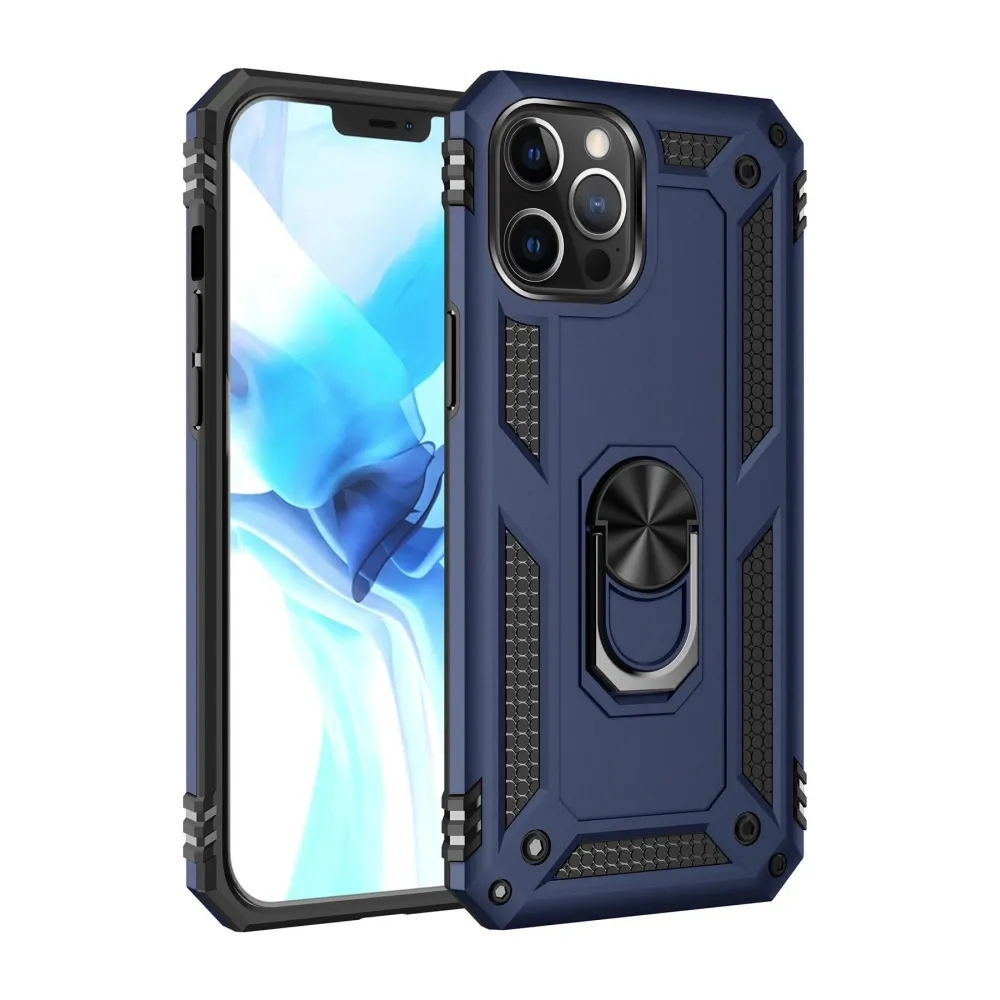 Newface Iphone 12 Pro Max Kılıf Sofya Yüzüklü Silikon Kapak - Lacivert