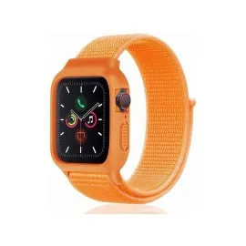 Newface Apple Watch 42Mm Hasırlı Cırtcırtlı Kasalı Kordon - Turuncu