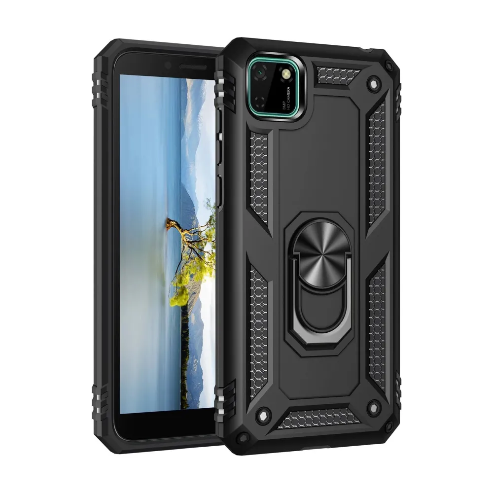 Newface Huawei Y5P Kılıf Sofya Yüzüklü Silikon Kapak - Siyah