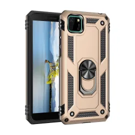 Newface Huawei Y5P Kılıf Sofya Yüzüklü Silikon Kapak - Gold