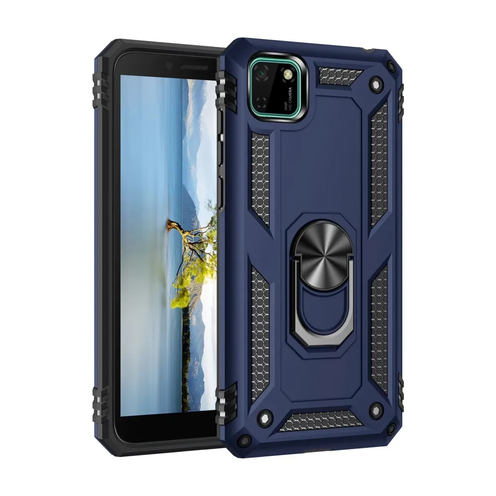 Newface Huawei Y5P Kılıf Sofya Yüzüklü Silikon Kapak - Lacivert