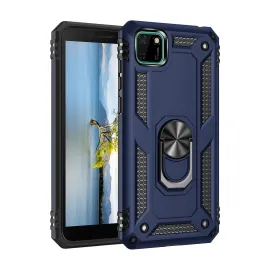 Newface Huawei Y5P Kılıf Sofya Yüzüklü Silikon Kapak - Lacivert