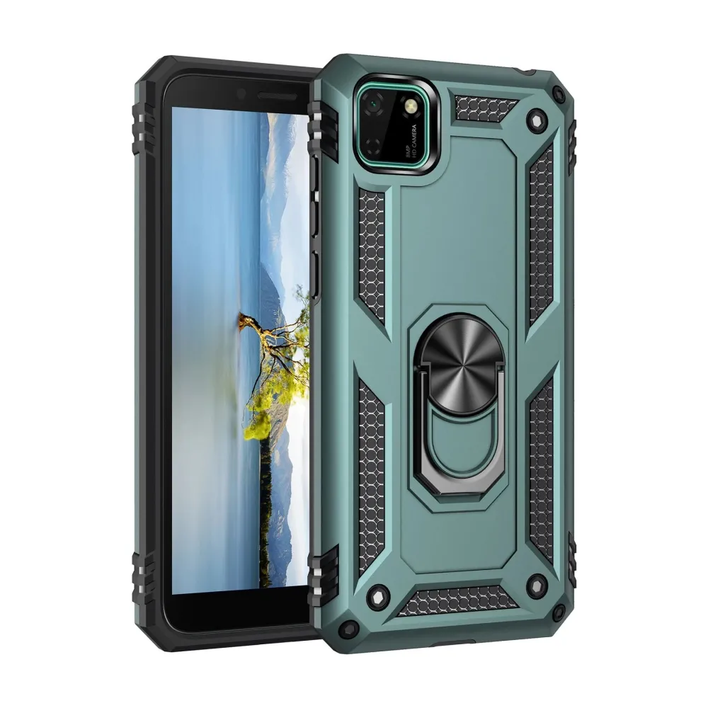 Newface Huawei Y5P Kılıf Sofya Yüzüklü Silikon Kapak - Yeşil