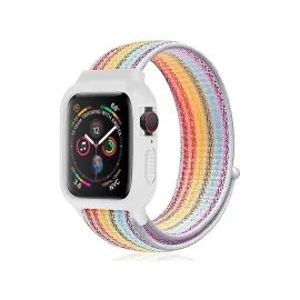 Newface Apple Watch 42Mm Hasırlı Cırtcırtlı Kasalı Kordon - Gökkuşağı 1