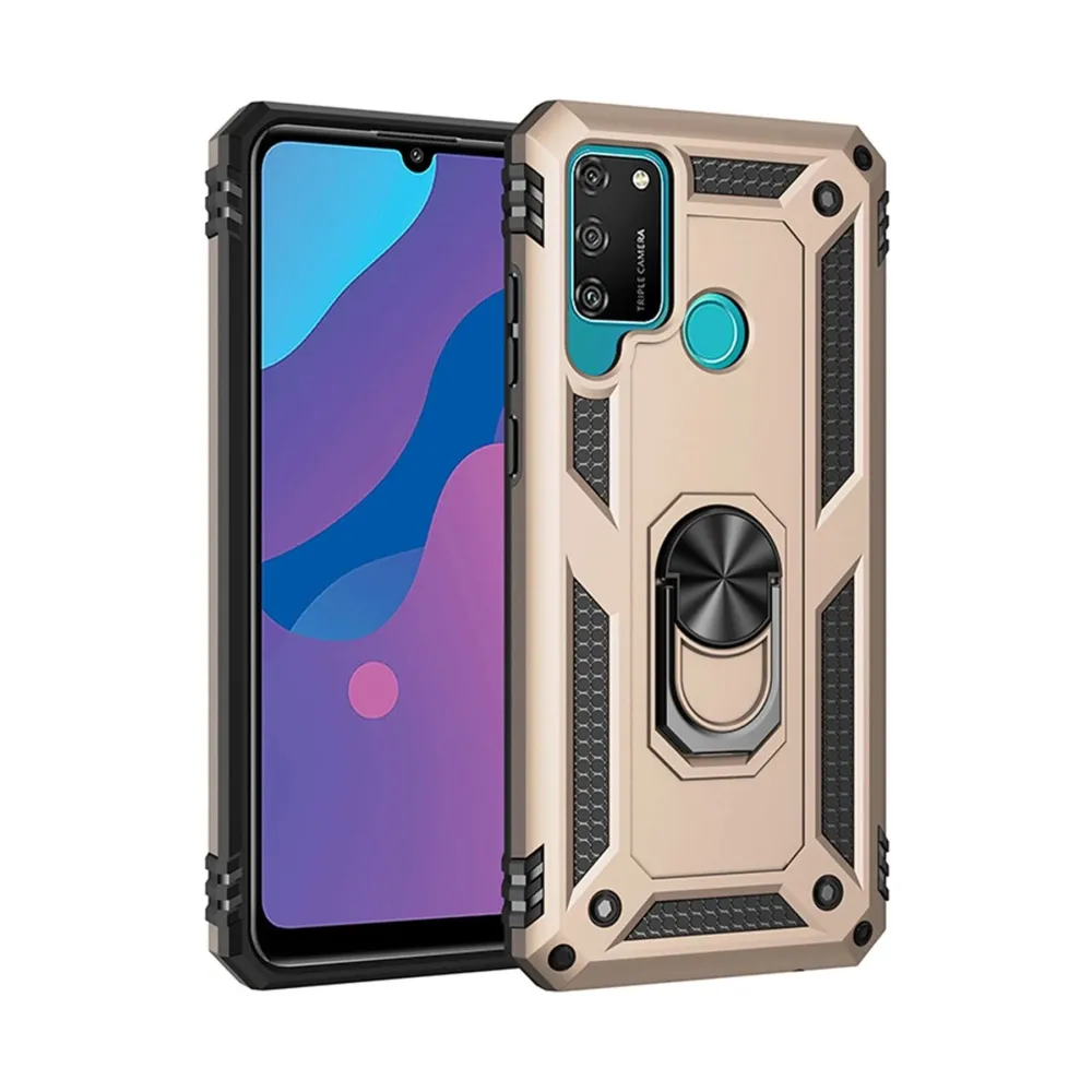 Newface Huawei Y6P Kılıf Sofya Yüzüklü Silikon Kapak - Gold