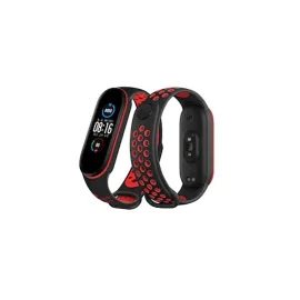 Newface Xiaomi Mi Band 6 Spor Delikli Kordon - Siyah-Kırmızı