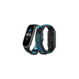 Newface Xiaomi Mi Band 6 Spor Delikli Kordon - Siyah-Mavi-Beyaz