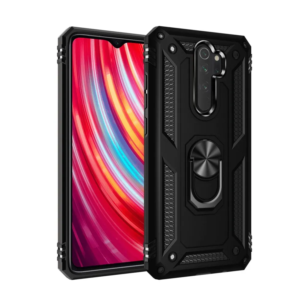 Newface Xiaomi Redmi Note 8 Pro Kılıf Sofya Yüzüklü Silikon Kapak - Siyah